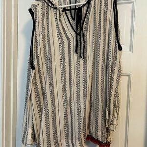 Striped Sleeveless Top - Black and White